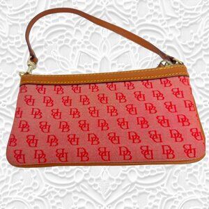 Dooney & Bourke VTG Y2K Signature Wristlet Monogram Red Coral Clutch